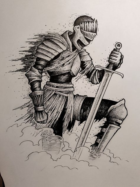 Dark Souls Dark Souls Art Drawing, Dark Souls Sketch, Dark Souls Drawing, Elden Ring Drawing, Dark Souls Solaire, Dark Souls Tattoo, Cool Skull Drawings, Dark Souls Artwork, Knight Tattoo