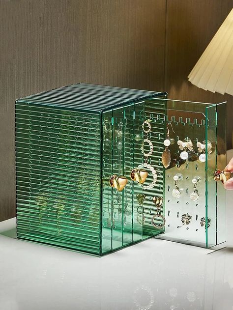 1pc Clear Jewelry Storage Box | SHEIN USA Clear Jewelry, Earring Storage, Jewelry Storage Box, Glass Boxes, Cute Room Decor, Jewellery Storage, Closet Design, Jewelry Storage, Cool Stuff