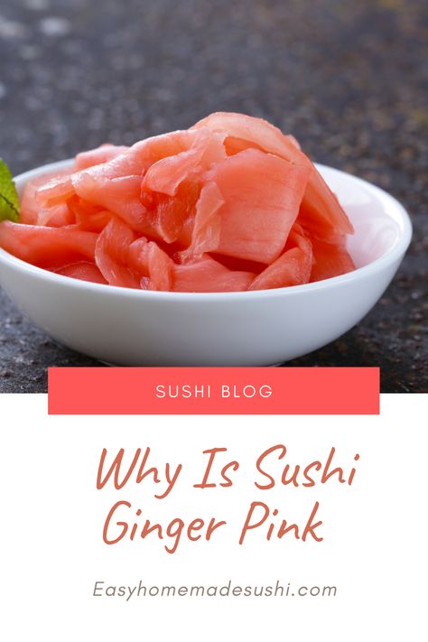 Have you ever wondered why the sushi ginger looks pink? Read on to find out what gives the pinking tint to pickled ginger served with sushi. Picked Sushi Ginger, How To Make Sushi Ginger, Japanese Pickled Ginger, How To Make Pickled Ginger, How To Pickle Ginger, Sushi Ginger Recipe, Pickled Ginger For Sushi, Ginger For Sushi, Pickled Ginger Recipe