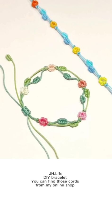 How to make flower bracelet Shop link in bio @jinhong_life Rope:0.8mm Chinese knot nylon rope | Amanda Zhang | FTISLAND · Beautiful Chinese Cord Bracelets Tutorials, Bracelet Handmade Ideas, Knot Bracelet With Beads, Chinese Knot Bracelet, Bracelet Knot, Chinese Bracelet, Nylon Bracelet, Bracelet Rope, Chinese Crafts