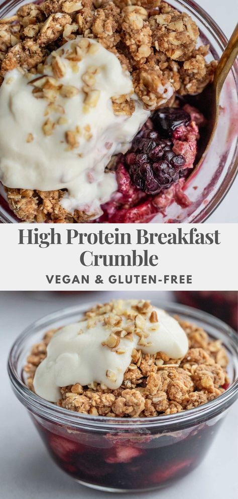 Breakfast Crumble, Avocado Sandwiches, Oats For Breakfast, High Protein Vegan Recipes, Breakfast Prep, Healthy High Protein Meals, Plant Based Breakfast, High Protein Vegan, High Protein Breakfast