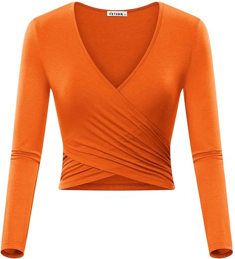 VETIOR Women's Deep V Neck Long Sleeve Unique Slim Fit Cross Wrap Shirts Crop Tops #WomensTShirt #VETIOR #Affiliate Velma Costume, Shirts Crop Tops, Shirts Crop, Slim Fit Crop Top, Bodysuit Tops, Wrap Shirt, Unique Shirt, Wrap Blouse, V Neck Tops