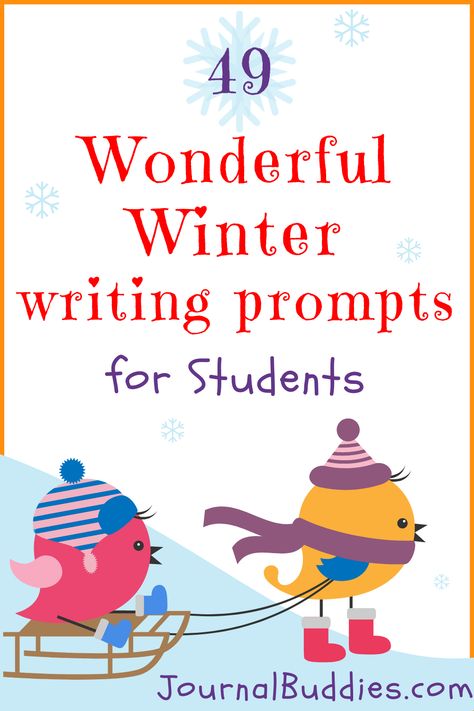 With these fun winter writing prompts for young writers, your students will make great use of their imaginations and creative spirits. #WinterWriting #WinterWritingPromptsForKids #WinterActivities #JournalBuddies Writing Prompts Kids, Winter Journal Prompts, Winter Writing Paper, December Writing Prompts, January Writing Prompts, Kindergarten Journals, Winter Writing Prompts, Essay Writing Examples, College Essay Examples