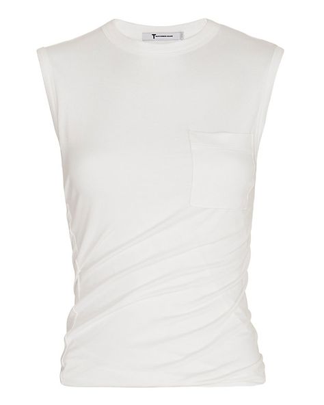 10 White T-Shirts for Those Days When You Just Can't Deal White Singlet, White Sleeveless Shirt, Sleeveless Shirts, White Sleeveless Top, Rayon Shirt, White Crewneck, White Crew Neck, Sleeveless Tops, White Jersey