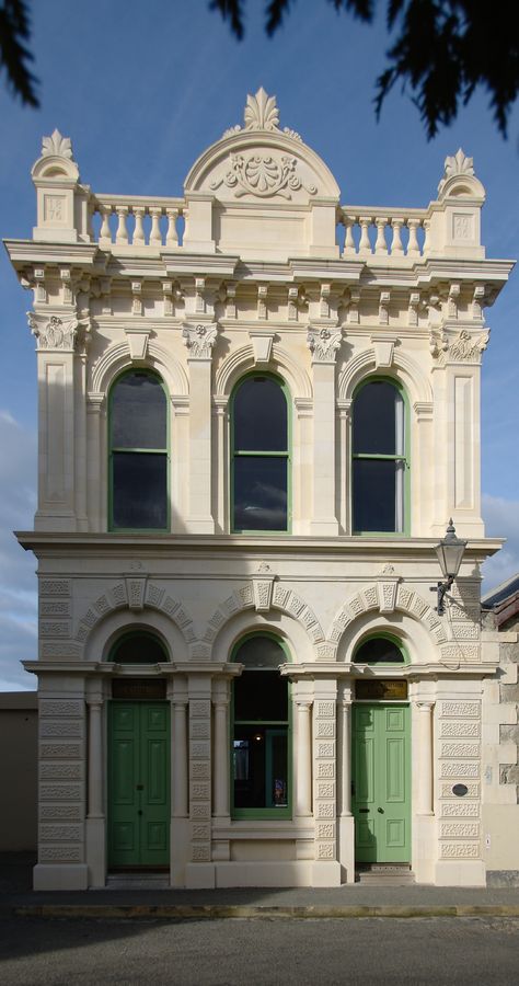 Old Harbour Board building - Oamaru, NZ- Oamaruint stone, so beautiful on all the old buildings New Zealand Buildings, Vintage Buildings, Photography Board, Tall Buildings, Colour Art, Commercial Buildings, Colonial Architecture, Beautiful Travel Destinations, White Cloud