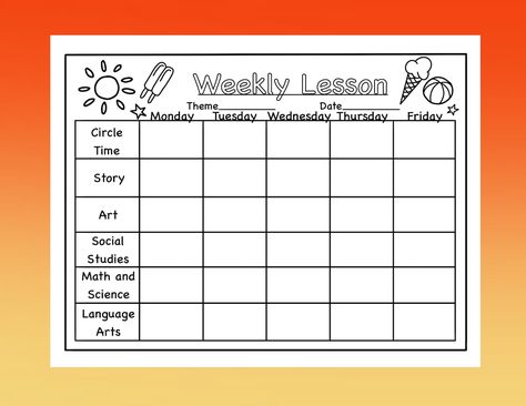 Summer Preschool/daycare Lesson Plan Template - Etsy Daycare Lesson Plan Template, Preschool Assessment Forms, Math Activities For Preschoolers, Preschool Planner, Summer Lesson Plans, Pre K Lesson Plans, Summer Math Activities, Daycare Lesson Plans, Preschool Lesson Plan Template