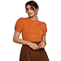 Orange Top Outfit, How To Wear Shirt, Top Summer Outfits, Oversized Button Down Shirt, Womens Summer Shorts, Orange Outfit, Orange Blouse, Blouse For Women, Simple Shirts