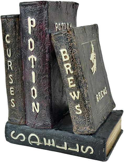 Amazon.com: Clever Home Halloween Four Spell Books Decorative Poly Resin Figure - Brew, Curses, Potions and Spells - 8 H x 6 W in: Home & Kitchen Halloween Spell Book, Dekorasi Halloween, Halloween Spells, Spell Books, Garden Figurines, Spooky Halloween Decorations, Vintage Halloween Decorations, Flickering Candles, Halloween Displays