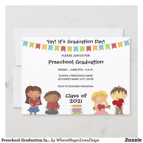 Preschool Graduation Invitation Preschool Graduation Invitations, Kindergarten Graduation Invitations, Graduation Kindergarten, Graduation Invitation Cards, Preschool Names, Kids Graduation, Preschool Graduation, Kindergarten Graduation, Graduation Invitation