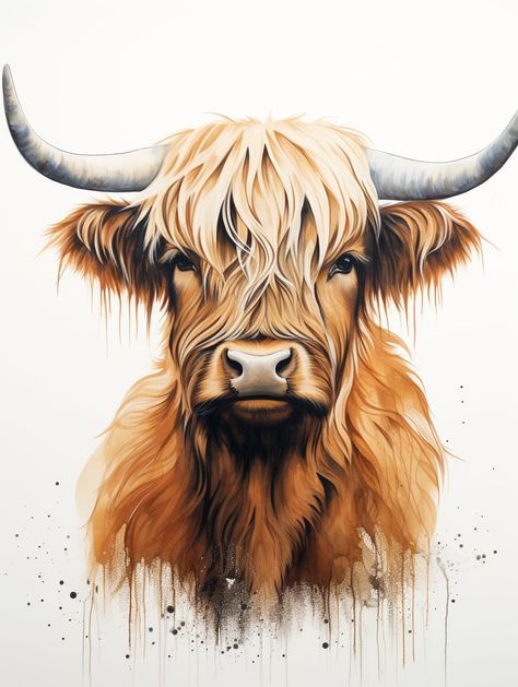 Scottish Highland Cow Wall Art, Bull Art Print, Farm Animal, Scottish Highland Cow Wall Decor | Digital Download | Printable by LunahMoonDesigns on Etsy Scottish Highland Cow Painting, Painting Of Highland Cow, Highland Cow Images, Highland Cow Pictures Decor, Highland Cow Sketch, Scottish Highland Cow Art, Highland Cow Wall Decor, Highland Cow Printable, Highland Cow Photography