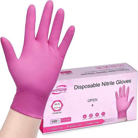 SwiftGrip Powder-Free Nitrile Gloves, 100ct Box - 3-mil, Disposable Nitrile Gloves, Latex-Free, Powder-Free - Pink/Fuchsia Tattoo Room, Types Of Gloves, Lint Rollers, Gray's Anatomy, Tiny Room, Pink Gloves, Healthy Style, Nail Salon Design, Pink Lifestyle