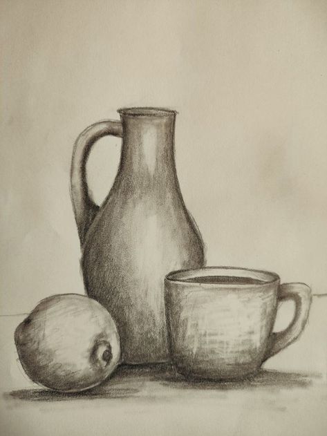 Still Life Pencil Shading Object, Pencil Drawings Still Life, Still Life Sketch Easy, Still Life Drawing Pencil, Still Life Pencil Shading, Easy Still Life Drawing, Still Life Sketch, Beginner Drawing Lessons, Pencil Drawing Images