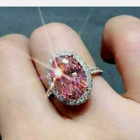 Ring Party Jewelry, Pink Zircon, Mom Ring, Pink Sapphire Ring, Cool Gifts For Women, Engagement Rings Oval, Pink Ring, Halo Diamond Engagement Ring, Halo Engagement Ring