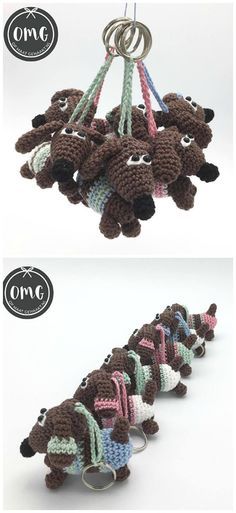 Amigurumi Dachshund Dog Keychain Crochet Free Pattern - Crochet & Knitting Keychain Crochet Free Pattern, Amigurumi Dachshund, Crocheted Keychains, Dachshund Pattern, Crochet Dog Patterns, Crochet Toys Free, Keychain Crochet, Crochet Keychain Pattern, Dog Keychain