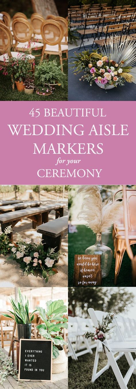 Decorating The Isle Wedding Ideas, Wedding Aisle Diy Decor, Romantic Wedding Aisle Decorations, Decorate Isle For Wedding, Flowers For Isle Wedding, Decorating Wedding Aisle, Wedding Isles Decoration Winter, Decorate Wedding Aisle, Simple Isle Decorations Wedding Outdoor Ceremony