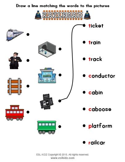 Train Themed Vocabulary Matching Activity #eslkidz #trains Themed Activities, Vocabulary Worksheets, Steam Train, Matching Activity, Public Transportation, Train Tracks, Steam Trains, Train Rides, Projects Ideas