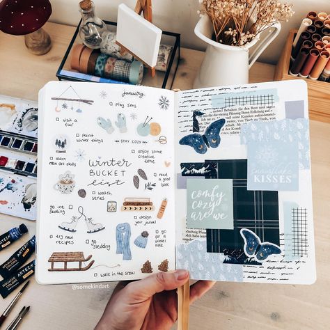 My last winter spread before I jump into my February Bujo 🩵☺️ a cute winter bucket list is an absolute must-have for me during January. I added a little collage just for fun and ofc because I LOVE pretty paper 🙈 happy cozy Monday guys and happy new week 🌙 hope it will be a good one . . . . #somekindart #doodlelover #doodlings #doodlingart #hyggelover #hyggejournal #cozylife #ilovejournaling #journalaesthetic #bujojanuary #bulletjournaljanuary #bulletjournaldeutschland #bulletjournaldoodles #b... February Bujo, Winter Bucket List, Happy New Week, Journal Aesthetic, Bullet Journal Spread, Bullet Journal Doodles, Diy Book, Winter Activities, New Week