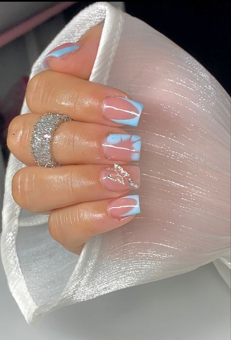 Baby Blue Acrylic Nails, Shower Nails, Gender Reveal Nails, Baby Shower Nails, Baby Blue Nails, Diy Acrylic Nails, Blue Acrylic Nails, Simple Gel Nails, Baby Nails