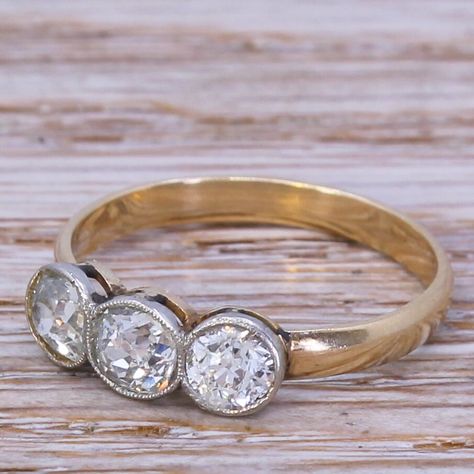 Art Deco 1.05 Carat Old Cut Diamond Trilogy Ring Circa 1920 - Etsy Australia 3 Stone Diamond Rings Unique, Ring Redesign, Gatsby Jewelry, Diamond Trilogy Ring, Diamond Three Stone Ring, Trilogy Engagement Ring, Set Rings, Heirloom Jewelry, Vintage Style Engagement Rings