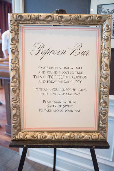 Popcorn Bar Wedding Signs, Popcorn Bar Wedding, Popcorn Bar Ideas, Wedding Popcorn Bar, Popcorn Bar Sign, Food Wedding Favors, Popcorn Wedding, Blush Bridal Bouquet, Edible Wedding Favors