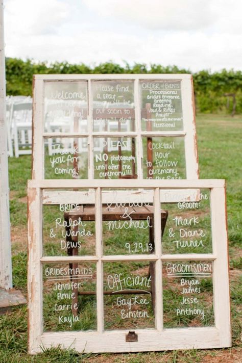 The Best 20 Wedding Aisle Signs Ever Old Window Decor, Wedding Window, Window Panes, Wedding Ceremony Signs, Wedding Reception Ideas, Antique Windows, Rustic Wedding Signs, Ceremony Signs, Rustic Weddings