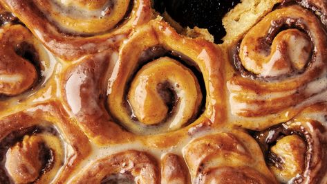 Cinnamon-Date Sticky Buns Recipe | Bon Appetit Bowl Scraper, Small Microwave, Vanilla Paste, Sticky Buns, Cinnamon Buns, Dry Yeast, Clean Recipes, Buttermilk, Buns