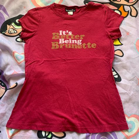 2000s Slogan Tees, Y2k Slogan Tee, Y2k Slogan, 2000s Clothing, Slogan Tees, Silly Shirt, Y2k Tops, Baby Tees, Pink And Brown