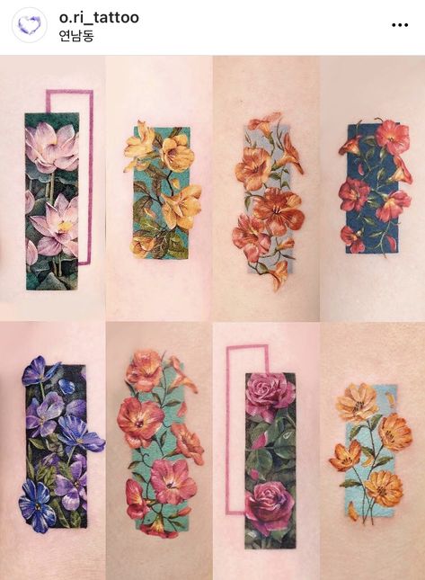 Frame Flower Tattoo, Color Block Tattoo, Framed Flower Tattoo, Flower Frame Tattoo, Pantone Tattoo, Stylized Tattoo, Frame Tattoos, Tatuaje Cover Up, Frame Tattoo