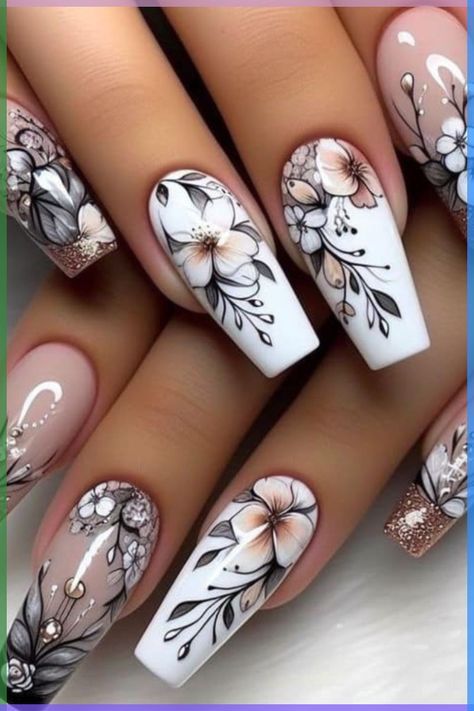 Really Pretty Nails, Nail Art Designs Simple, Luxury Nail Art, Fancy Nails Designs, Pretty Nail Designs, Nail Art Designs Diy, Winter Nail Designs, Nail Fashion, Winter Nail