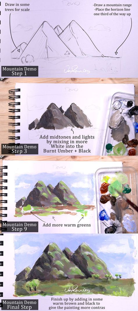 Paint Mountains, Rocks And Mountains, Mountain Painting Acrylic, How To Paint Rocks, Painting Backgrounds, Poster Color Painting, Festival Face, Paint Rocks, Drawing Things