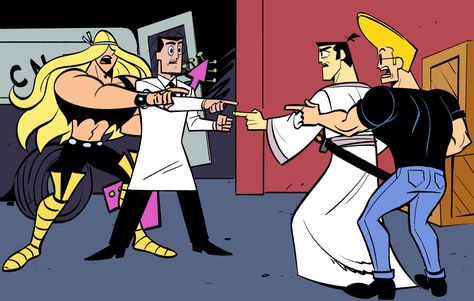 Jack X Johnny Bravo, Samurai Jack Wallpapers, Samurai Bravo, Professor Utonium, Cartoon Network Fanart, Cartoon Network Studios, Old Cartoon Network, Dope Cartoons, Johnny Bravo