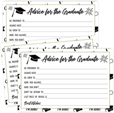 Amazon.com: 50 Graduation Party Advice Wishes Cards for Graduate Class of 2024 College, High School, University Grad, Words of Wisdom Cards, Game Activity Cards, 4 x 6 Inches. : Home & Kitchen Graduation Advice Cards, Advice For The Graduate, Graduation Party Games, Cards Game, Memorial Cards, Advice Cards, Class Of 2024, Party Activities, Activity Games