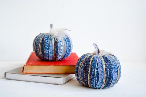 Fabric Pumpkins No Sew, Dollar Store Pumpkin, Holey Jeans, Fun Fall Decor, Pumpkin Diy, Burlap Pumpkins, Pumpkin Craft, Easy Fall Decor, Plastic Pumpkins