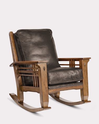 STAGECOACH LEATHER ROCKER Rocking Armchair, Wood Rocking Chair, Leather And Wood, Rustic Chair, Western Furniture, Craftsman Style Home, Jw Marriott, Arts And Crafts Movement, Cool Chairs