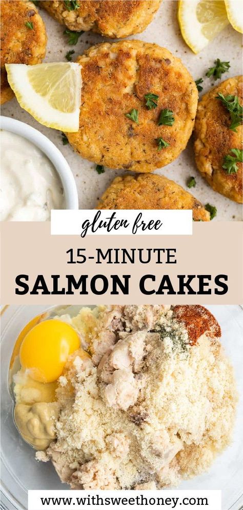 Healthy Salmon Patties Recipe, Canned Salmon Recipes Gluten Free, Gluten Free Salmon Cakes, Salmon Patties Meal, Salmon Burgers With Canned Salmon, Gluten Free Salmon Patties, Whole 30 Salmon Cakes, Gluten Free Salmon Recipes, Easy Salmon Patties