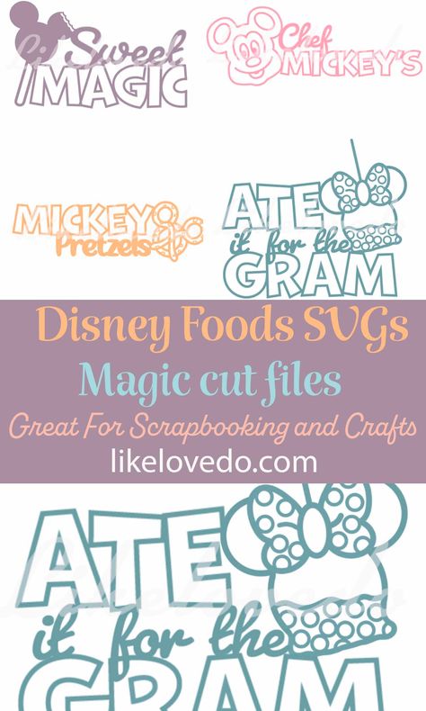 Disney Food Theme Cut file SVG‘S for scrapbooking and crafting, Mickey waffles, ice creams and Chef Mickey titles Mickey Waffles, Disney Candy, Chef Mickey, Apple Photo, Sweet Magic, Disney Free, Caramel Toffee, Toffee Apple, Scrapbook Titles