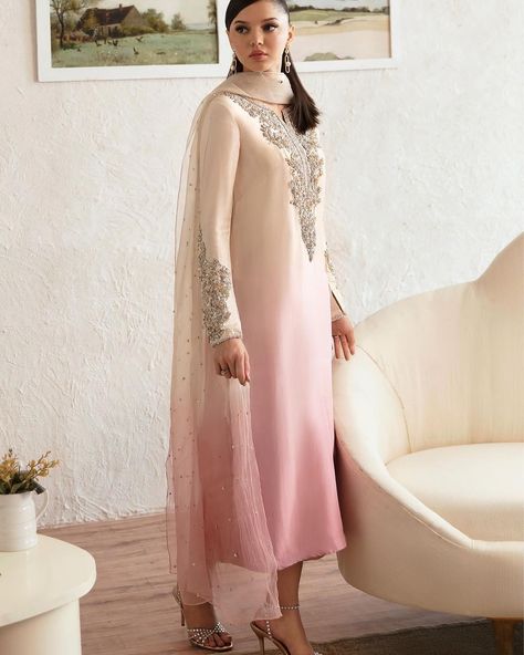 Kanwal Malik, Luxury Pret, Raw Silk Fabric, Ombre Pink, Lace Accessories, Desi Clothes, Silk Suit, Organza Dupatta, Pakistani Dress Design