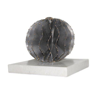 Wrought Studio Menlo Iron Sculpture Finish: White Grey Furniture, Marble Sculpture, Metal Products, Ceramic Table, Table Top Decor, Home Collections, White Marble, Decorative Objects, Handmade Ceramics