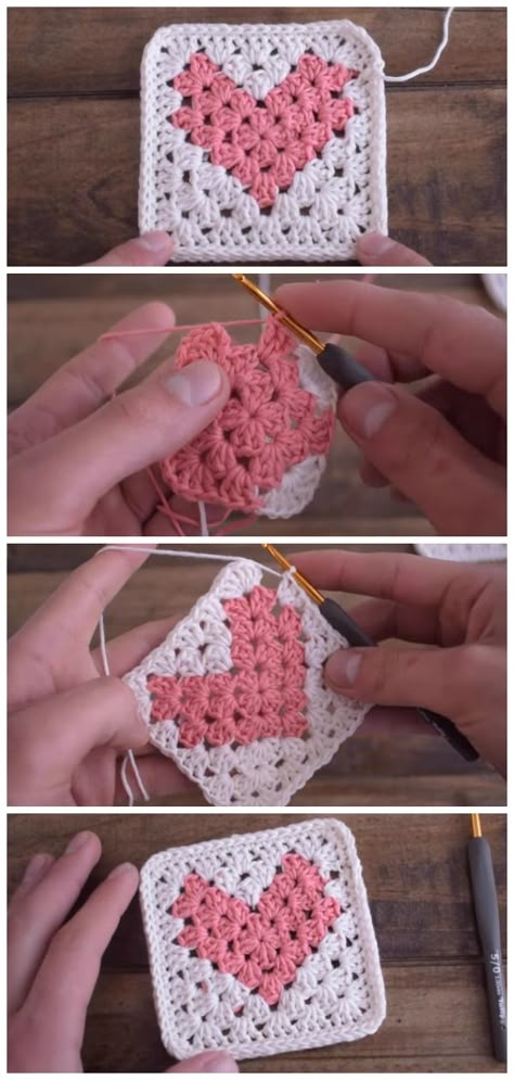 Crochet Heart Granny Square - ilove-crochet Heart Granny Square Pattern, Heart Granny Square, Lap Blankets, Granny Square Pattern Free, Crochet Valentines, Crochet Patterns Ideas, Crochet Hearts, Chic Crochet, Granny Square Crochet Patterns Free