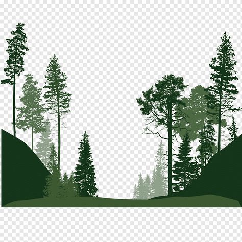 Illustration Forest, Trees Illustration, Short Trees, Water Artwork, Jungle Tree, Tree Watercolor Painting, Cartoon Trees, Pine Trees Forest, Mountain Illustration