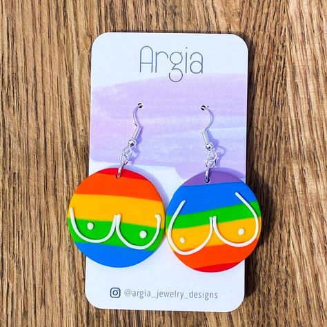 Pride Earrings Diy, Diy Hippie Earrings, Pride Clay Earrings, Queer Earrings, Pride Jewelry Diy, Pride Earrings, Clay Keychain, Pride Jewellery, Sculpey Clay