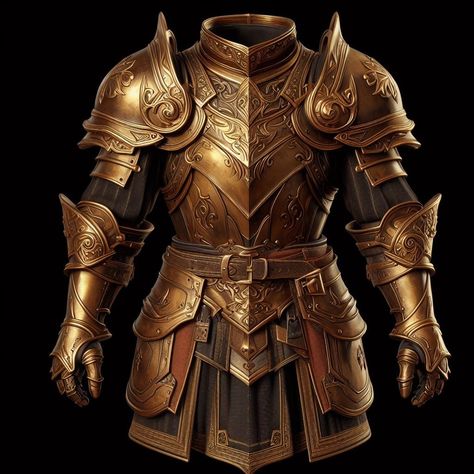 Golden Armor Fantasy Art, Fantasy Armor Design, Egyptian Armour, Emperor Armor, Sun Armor, Red And Gold Armor, Armor Core, Copper Armor, Royal Armor