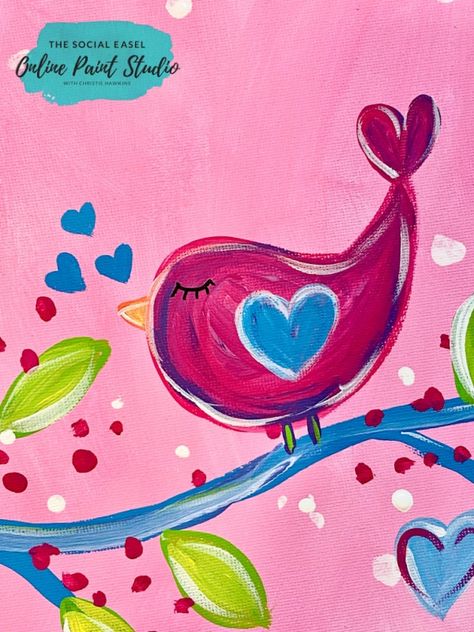 Kids Valentine Painting Canvas, Kids Valentines Painting Ideas, Acrylic Valentine Paintings, Whimsical Acrylic Paintings, Valentine Canvas Painting For Kids, Valentine Painting For Kids, Vday Paintings, Valentine Paintings On Canvas Easy, Cute Valentines Paintings