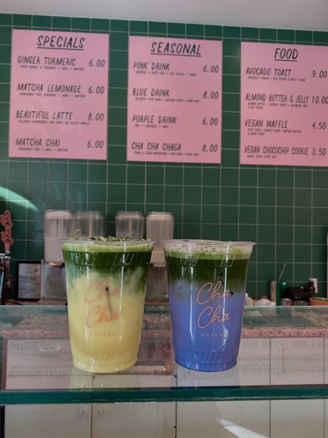 Cha Cha Matcha Aesthetic, Matcha Pop Up, Matcha Menu Design, Matcha Cafe Aesthetic, Fairytale Cafe, Barista Drinks, Matcha Food, Bread Business, Matcha Bar