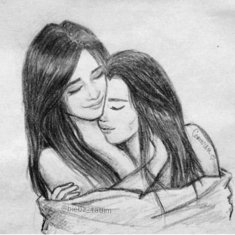 Best Friend Sketches, Friends Sketch, Best Friend Drawings, Bff Drawings, Girl Drawing Sketches, Lesbian Art, Art Drawings Sketches Pencil, Drawings Of Friends, Queer Art