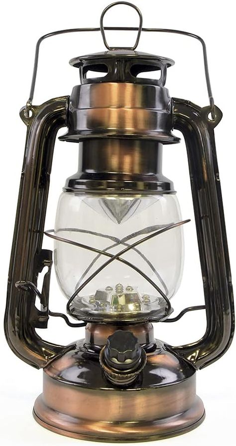 Dark Academia | Vintage Decor HomeLife Nebraska LED Storm Lamp with 15 Bright LED's/Carry Handle/Weatherproof Design/Variable Dimmer Settings/Energy Saving/Battery Operated Copper Room, Gas Lamp, Gas Lanterns, Bright Copper, Copper Lamps, Retro Lighting, Vintage Lamps, Dimmer Switch, Diy Lighting