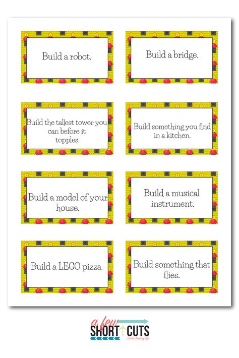 Kids getting bored? Download and Print these FREE Printable LEGO Challenge Cards and get their minds working. A fun educational activity that is also a blast for birthday parties and more! Lego Challenge Cards, Lego Stem Activities, Stem Task Cards, Aba Activities, Lego Therapy, Makers Space, Printable Lego, Lego Printables, Step Ideas