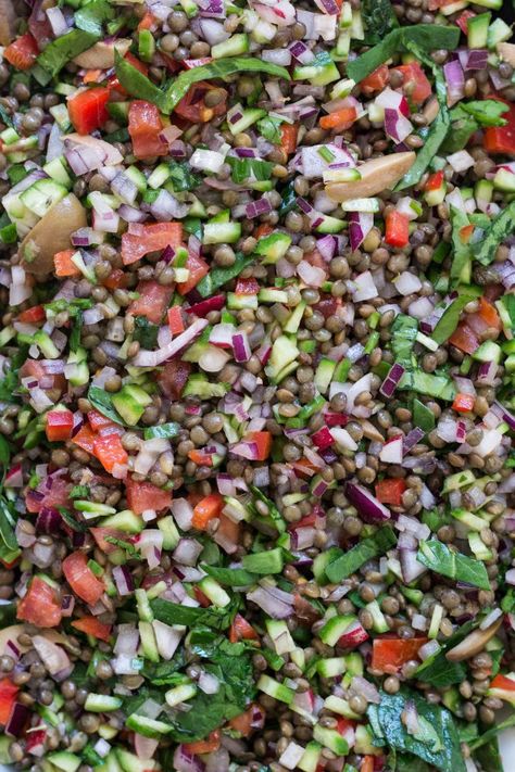 French Green Lentil Salad - thespiceadventuress.com Lentil Salads, Green Lentil Salad, Types Of Vinegar, Green Lentil, French Green Lentils, Protein Packed Meals, Salad Dishes, French Green, Green Lentils