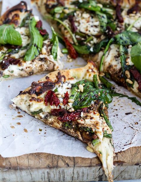 Spring Time Mushroom + Asparagus White Burrata Cheese Pizza with Balsamic Drizzle | halfbakedharvest.com Fuddle Food, Pizza Moodboard, Spring Pizza, Mushroom Asparagus, Pizza Photography, Balsamic Drizzle, Burrata Cheese, Flatbread Pizza, Half Baked