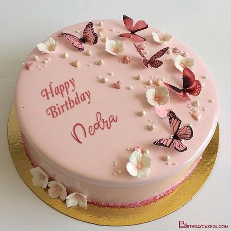 Happy Birthday Cakes For Women, Write Name On Birthday Cake, Cake With Butterflies, Decor Tort, 22nd Birthday Cakes, 14th Birthday Cakes, Birthday Cake For Mom, Butterfly Birthday Cakes, Elegant Birthday Cakes